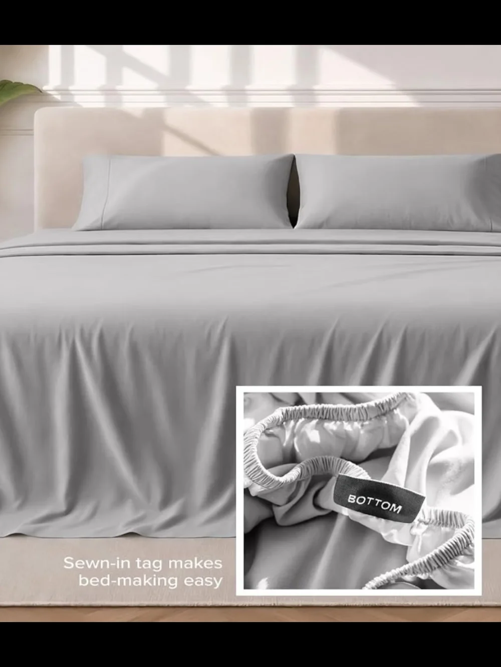 Split King Luxury Soft Gray Sheet Set New